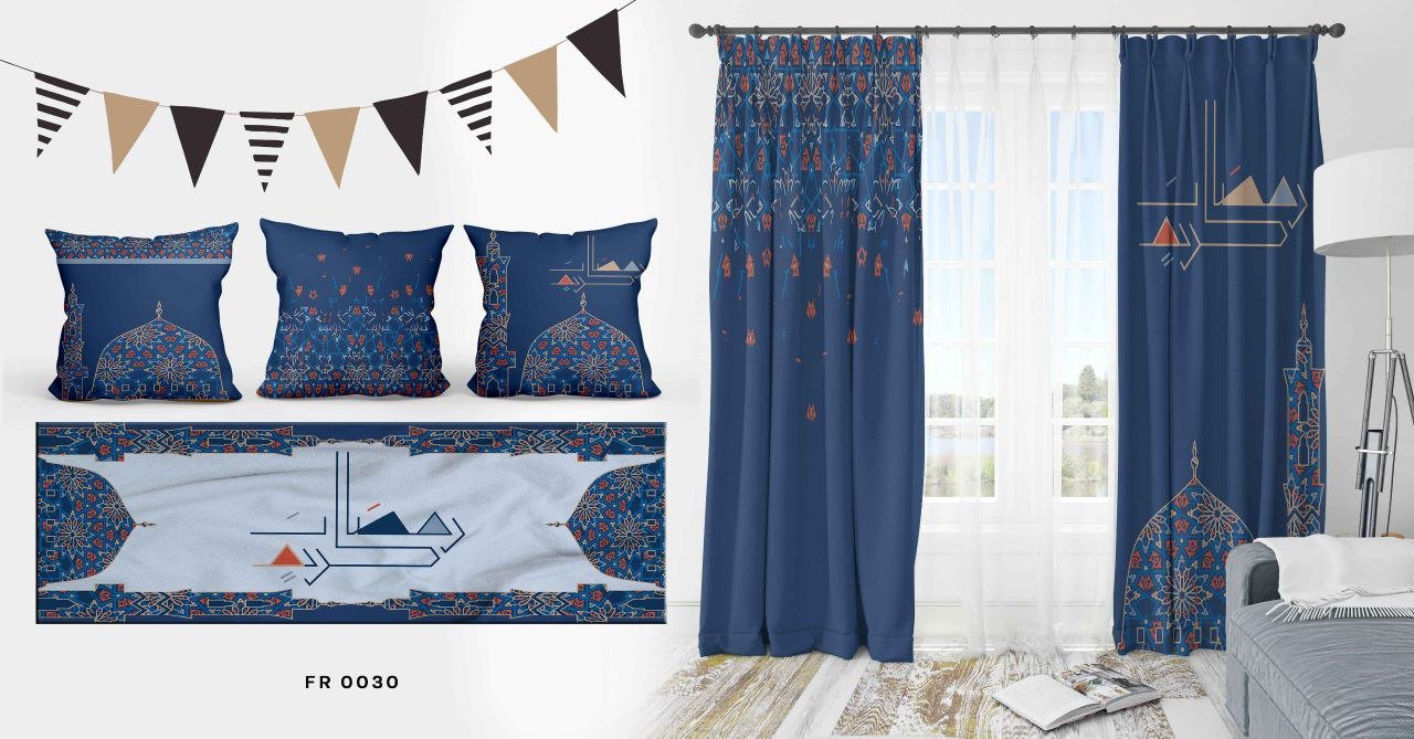 طقم صالون  رمضان أزرق غامق  FR _ 0030